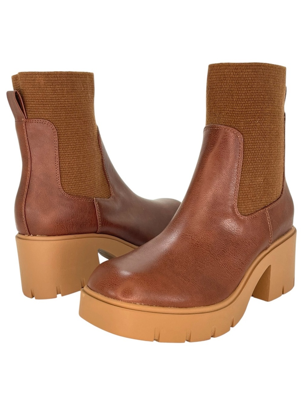 Sun + Stone Verityy Brown Faux Leather Womens Ankle Boots Size 8.5M - Picture 9 of 10